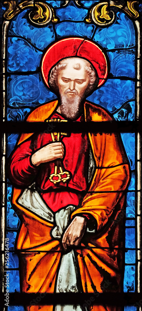 Obraz premium Saint Peter, stained glass window from Saint Germain-l'Auxerrois church in Paris, France