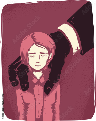 Girl Sexual Harassment Hand Hold Illustration