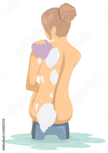 Girl Metaphor Bathing Cleaning Self Illustration