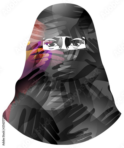 Girl Muslim Hijab Hands Ill...