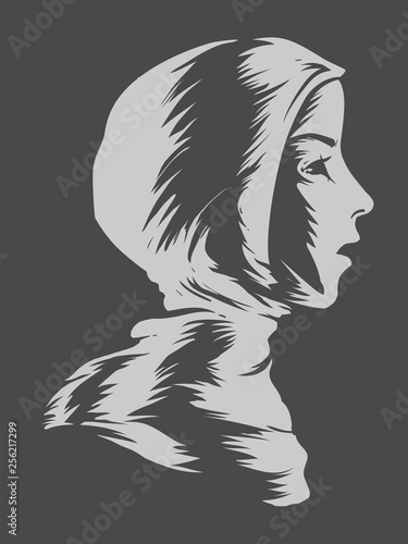 Girl Muslim Hijab Stencil I...