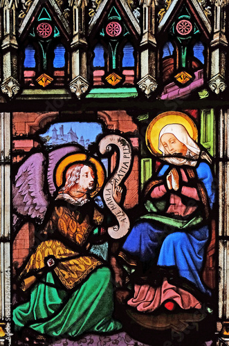 Annunciation of the Virgin Mary stained glass windows in the Saint Eugene - Saint Cecilia Church  Paris  France