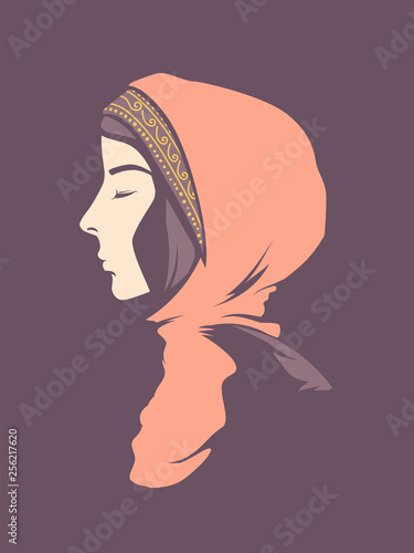 Girl Stencil Hijab Muslim Illustration