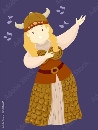 Girl Viking Girl Opera Singer Illustration