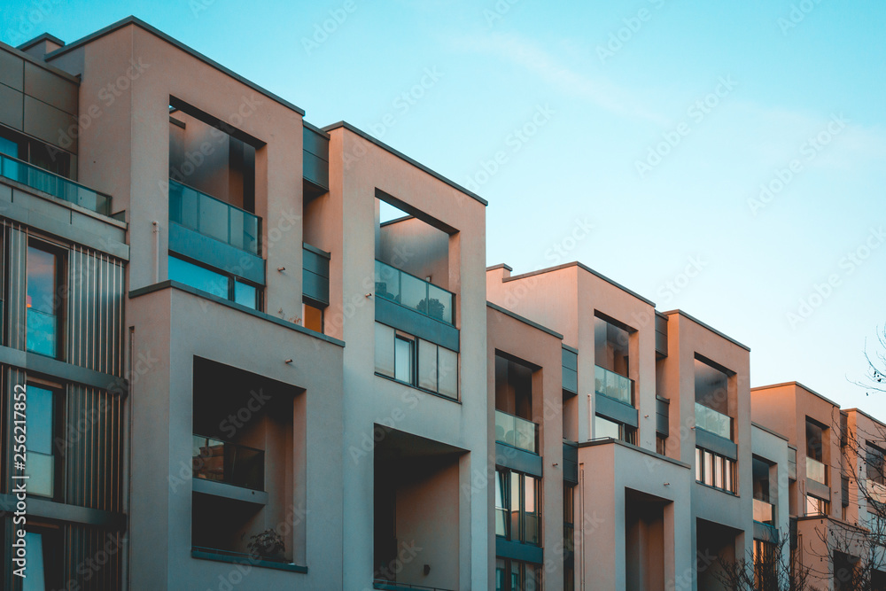 modern townhouses in clean concrete style