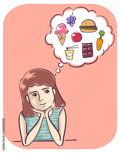 Girl Food Cravings Illustration