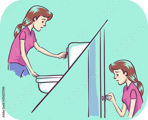 Girl Frequent Urination Illustration