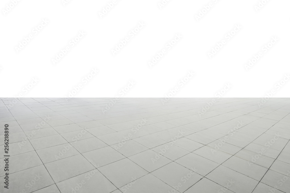 Wide square marble stone floor isolated with white background , Include clipping path .