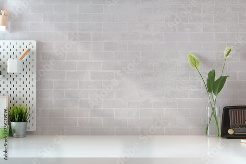 Loft home office workspace and copy space