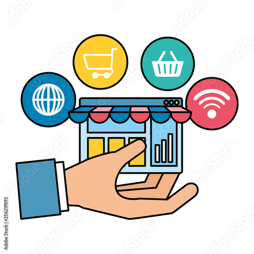 webpage template with ecommerce icons