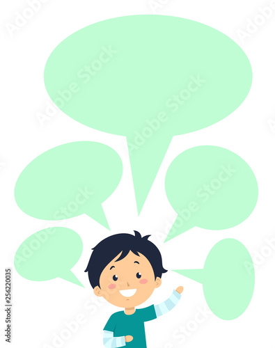 Kid Boy Speech Bubbles Blan...