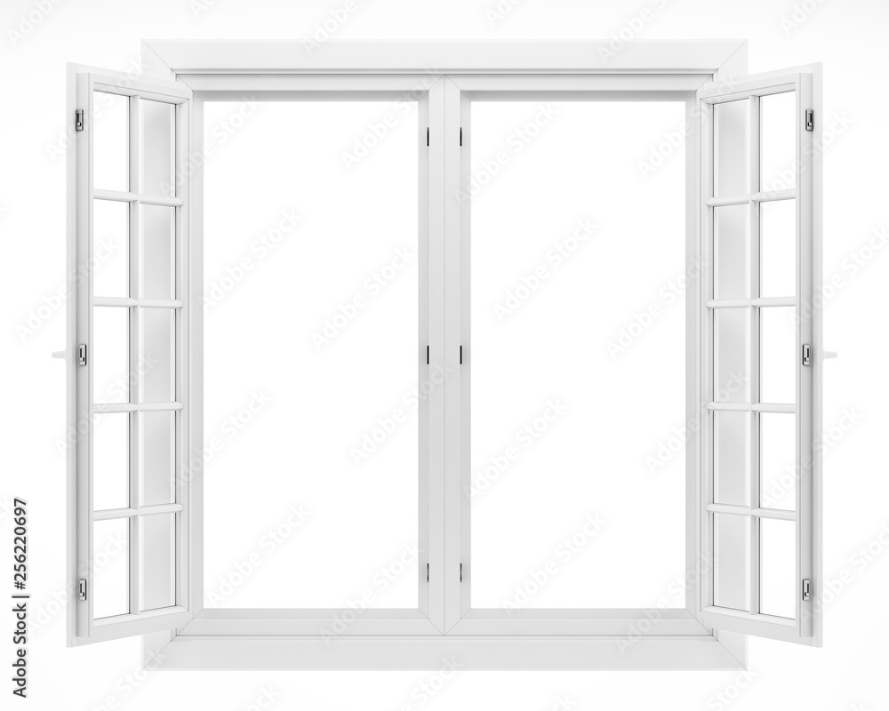 open window isolated on white background open window isolated on white background