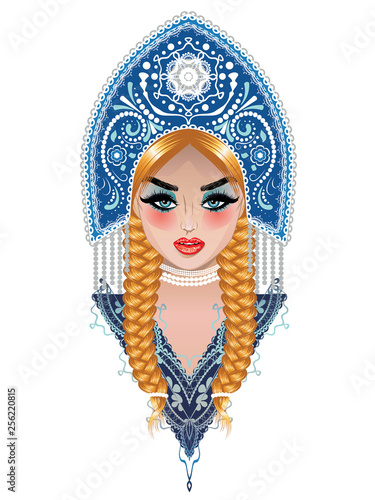 Blonde girl in kokoshnik