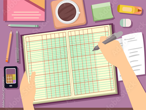 Hand Ledger Bookkeeping Illustration