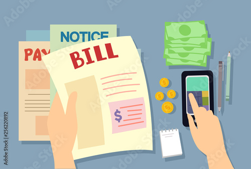 Hand Pay Bills Mobile Illus...