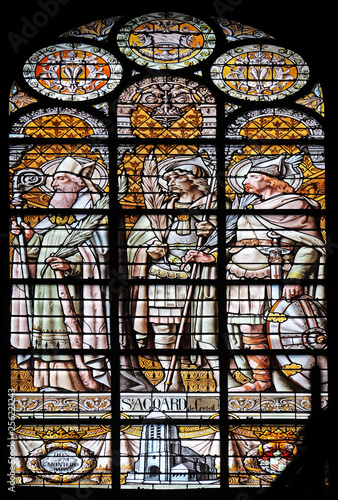 Saint Agoard of Creteil  stained glass window in the Saint Augustine church in Paris  France
