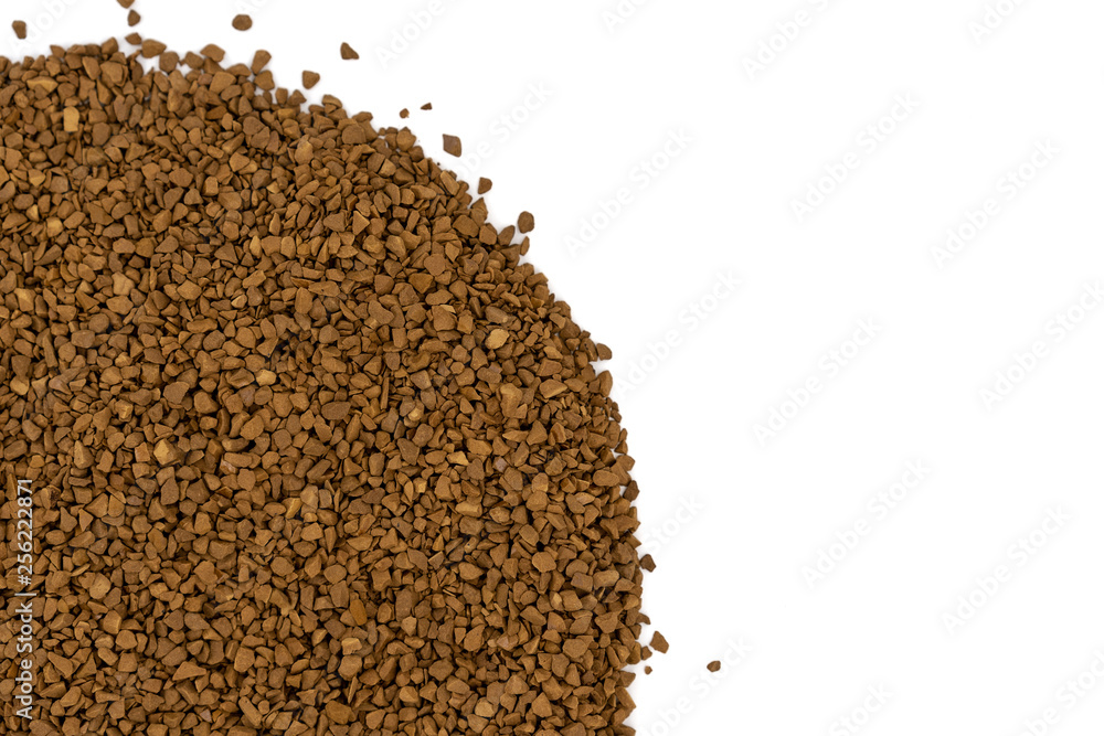 Brown granulated coffee on a white background Brown granulated coffee on a white background