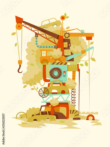 Wrecking Yard Tree Illustration