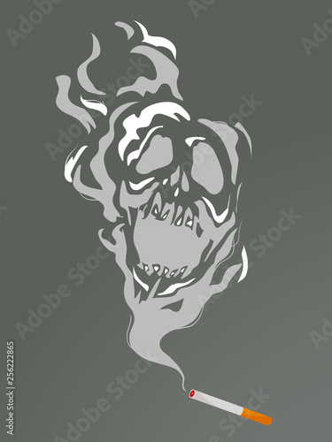 Cigarette Smoke Skull Illus...