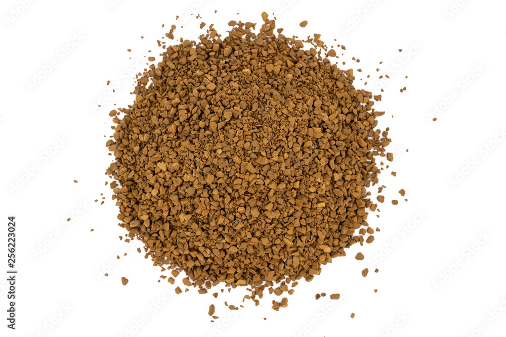 Brown granulated coffee on a white background Brown granulated coffee on a white background