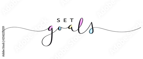SET GOALS brush calligraphy banner with watercolor fill