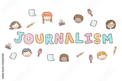 Stickman Kids Heads Journalism Lettering