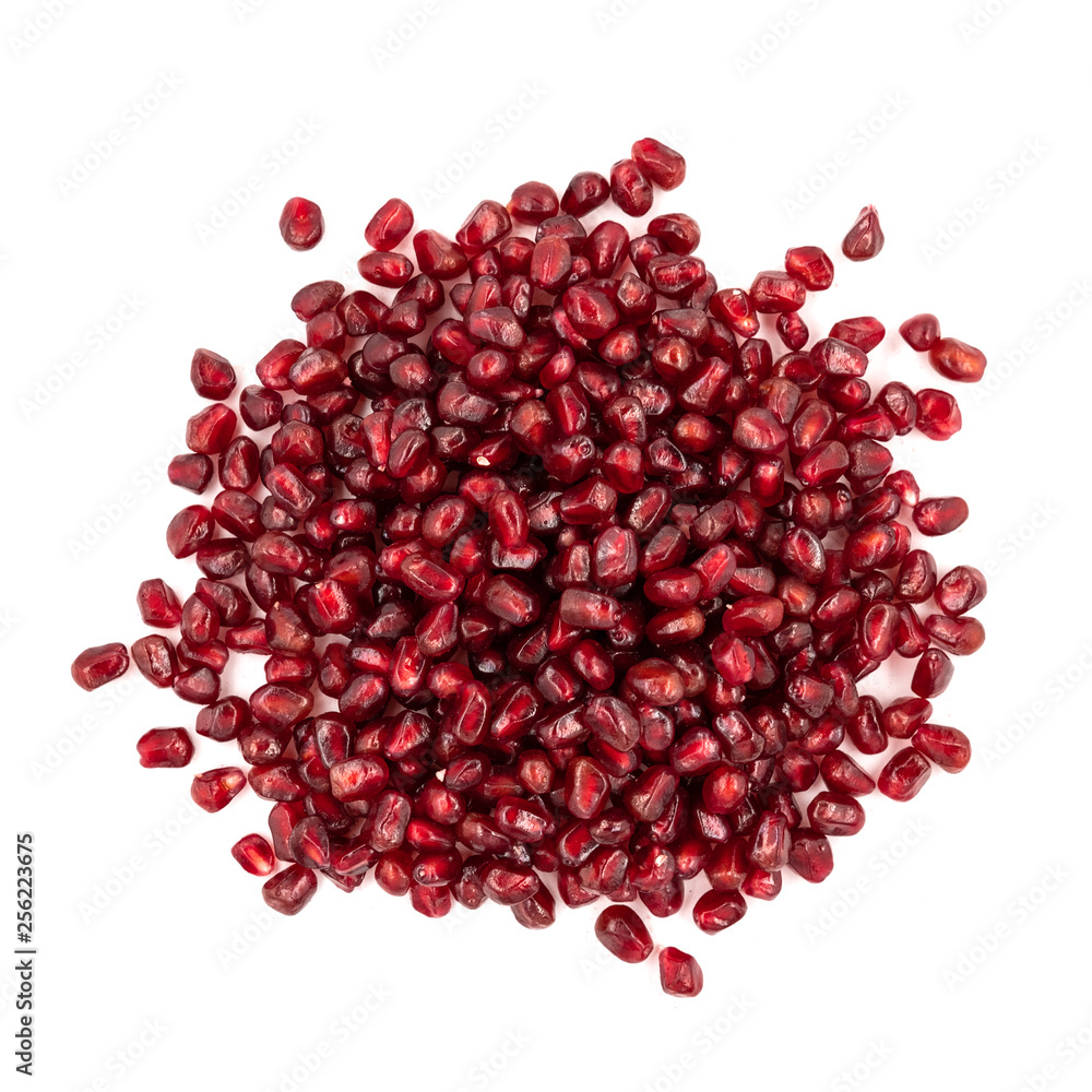 Peeled red pomegranate on white background Peeled red pomegranate on white background
