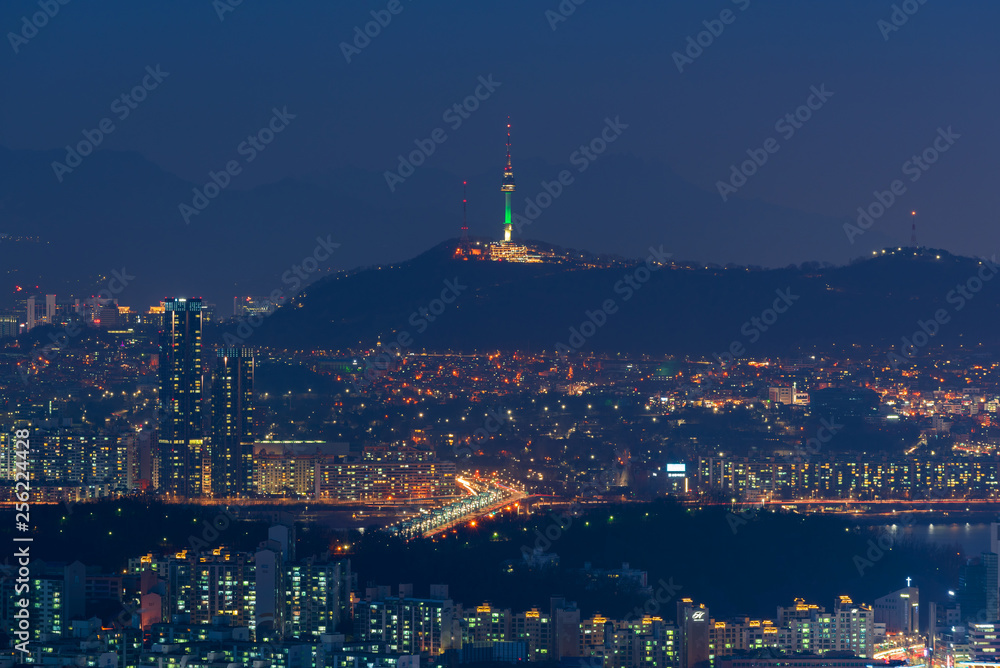 Obraz premium Seoul Cityscape at Night,South Korea.