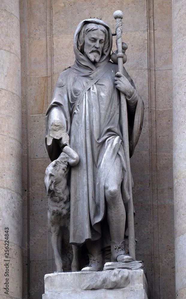 Saint Roch, statue on the portal of Saint Roch church in Paris, France