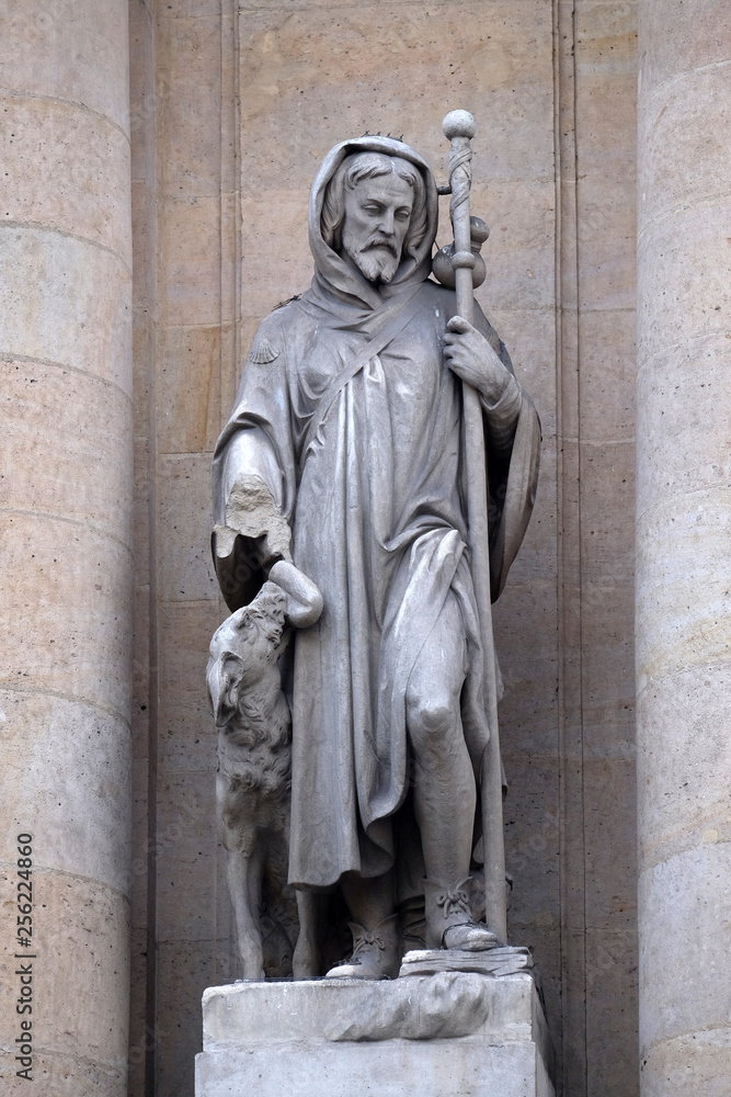 Saint Roch, statue on the portal of Saint Roch church in Paris, France