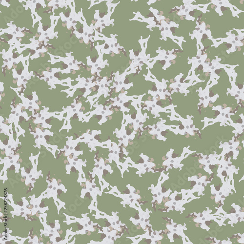 Field camouflage of various shades of green, brown and white colors