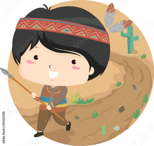 Kid Boy Travel Hunting Illu...