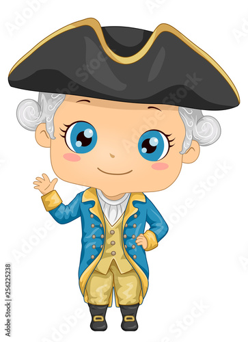 Kid Boy George Washington Costume Illustration