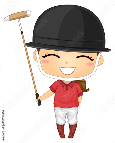 Kid Girl Polo Helmet Illustration