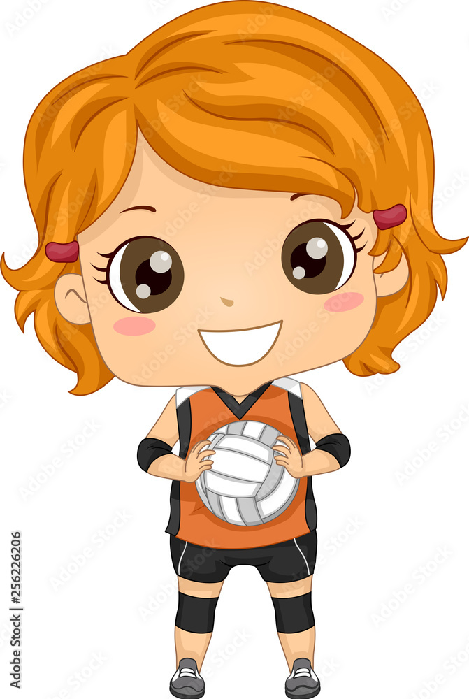 Kid Girl Volleyball Illustration Kid Girl Volleyball Illustration