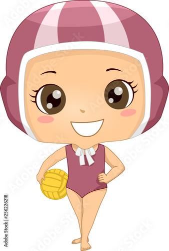Kid Girl Water Polo Illustration