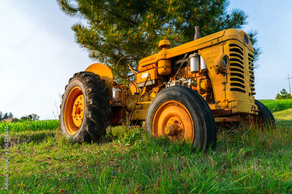 agricultural tractor in a countryside scenery agricultural tractor in a countryside scenery