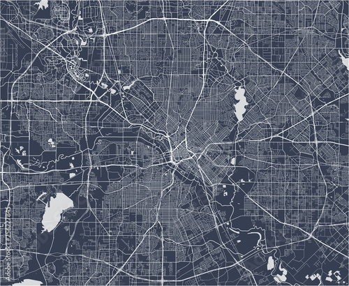 map of the city of Dallas, Texas, USA
