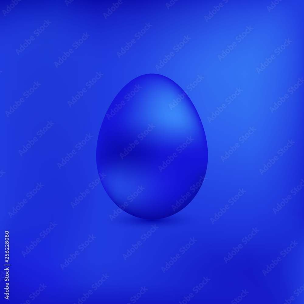 Blue chicken egg on a blue metallic background Blue chicken egg on a blue metallic background