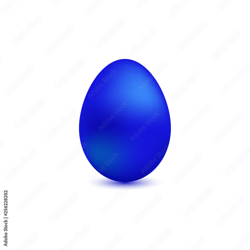 Colored blue chicken egg on white isolated background. Design element. Easter. Blue metal egg. Vector illustration Colored blue chicken egg on white isolated background. Design element. Easter. Blue metal egg. Vector illustration