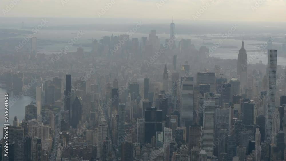 Aerial helicopter views of New York city in daytime Aerial helicopter views of New York city in daytime