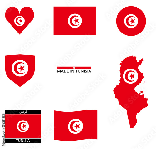Drapeaux tunisiens et une carte