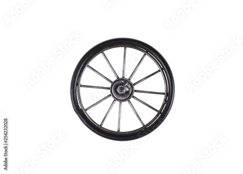 vintage car wheel on white isolated background