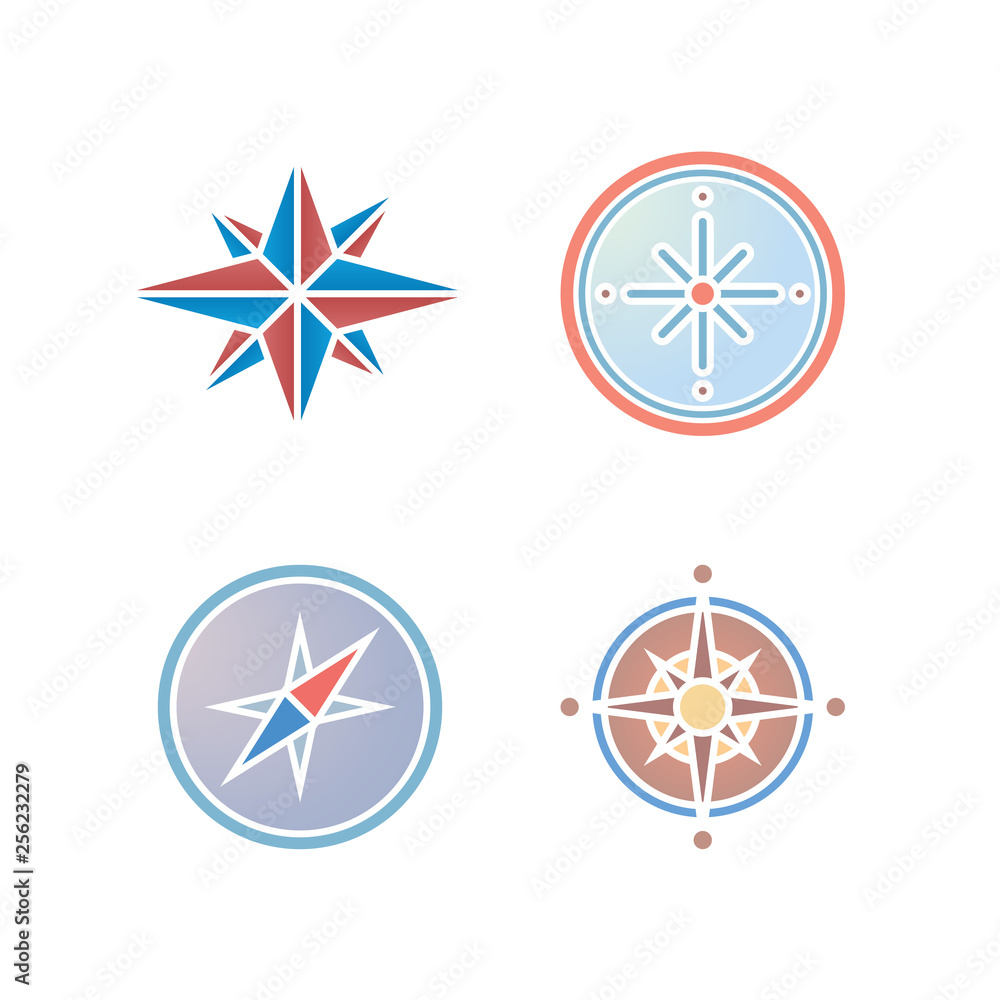 Vector illustration icon set of compasses Vector illustration icon set of compasses