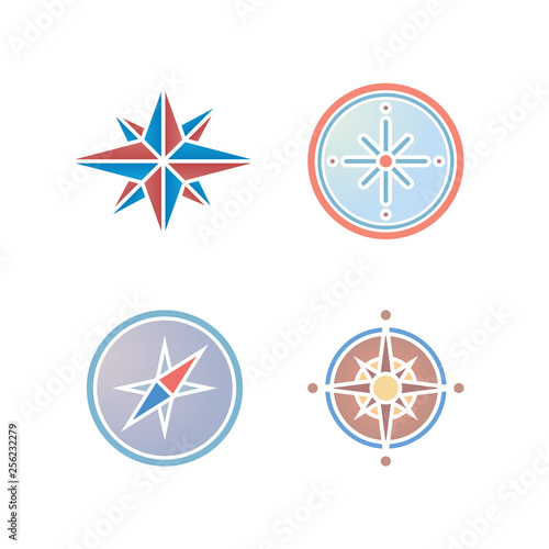 Vector illustration icon set of compasses