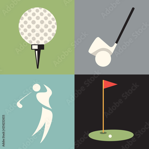 Vector illustration icon set of golf