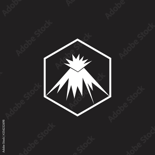 volcano mountain hexagon simple logo