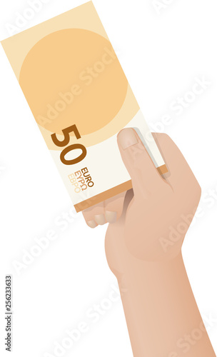 Billet de 50 euros à la main