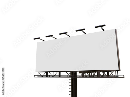 3D rendering of blank billboard (empty advertisement) isolated on white background - mock up template