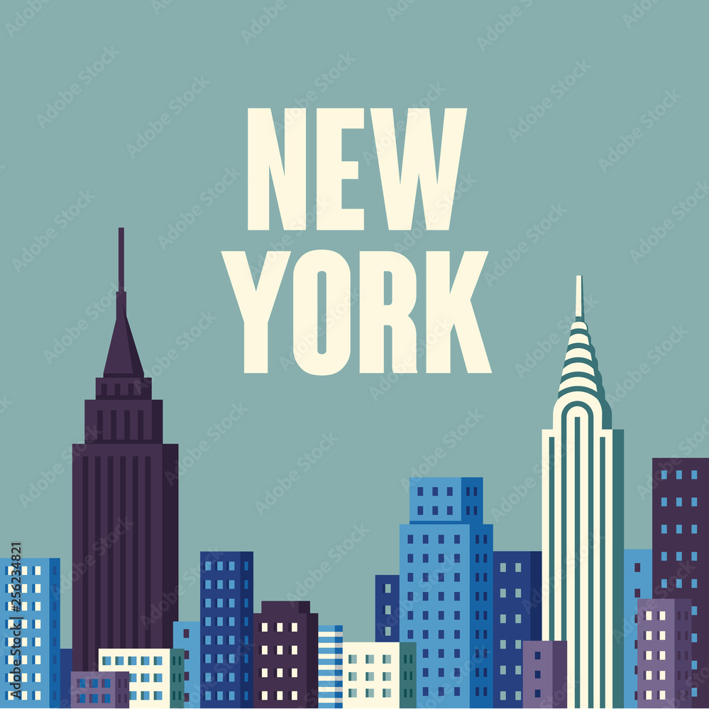 Vector illustration.New York USA skyline and landmarks silhouette